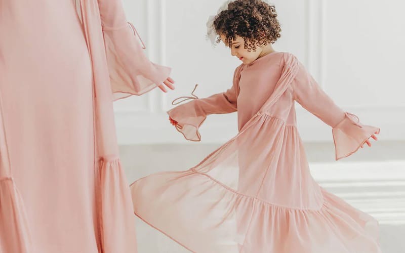 Matching mother-daughter modest dresses